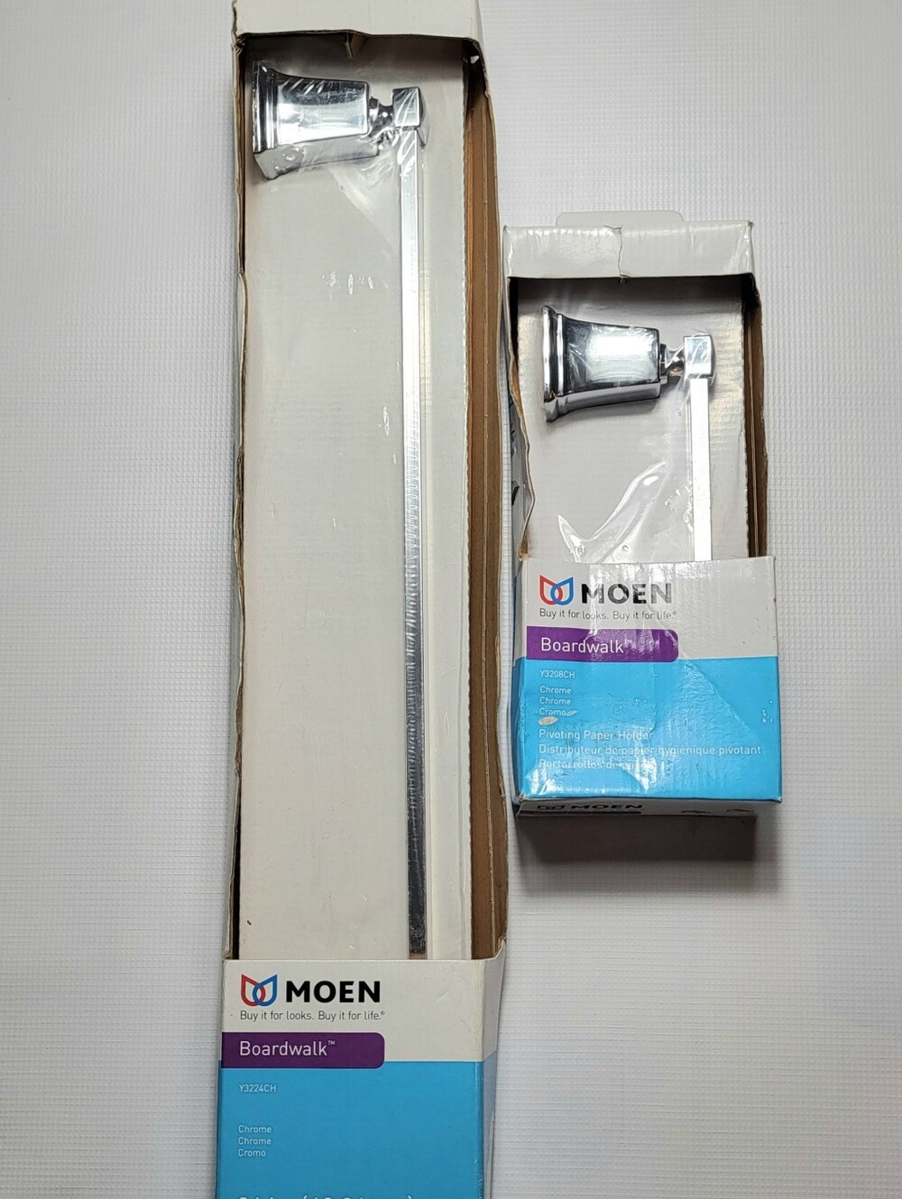 Moen Matching Set Towel Bar & Toilet Paper Holder 24” Chrome NEW in unopened box
